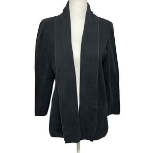 J.Crew Factory Y2K Open Front Cardigan‎ Sweater Knit Pockets Casual Black Small